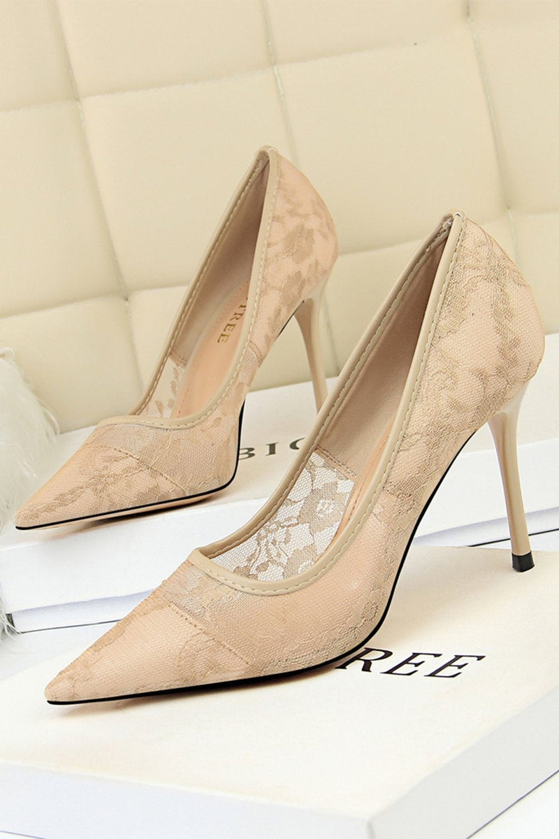 Load image into Gallery viewer, Black Flower Lace Stiletto Heels