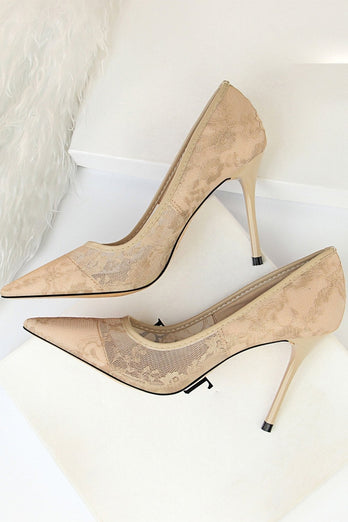 Black Flower Lace Stiletto Heels