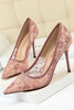 Load image into Gallery viewer, Black Flower Lace Stiletto Heels