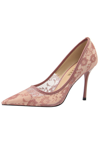 Black Flower Lace Stiletto Heels