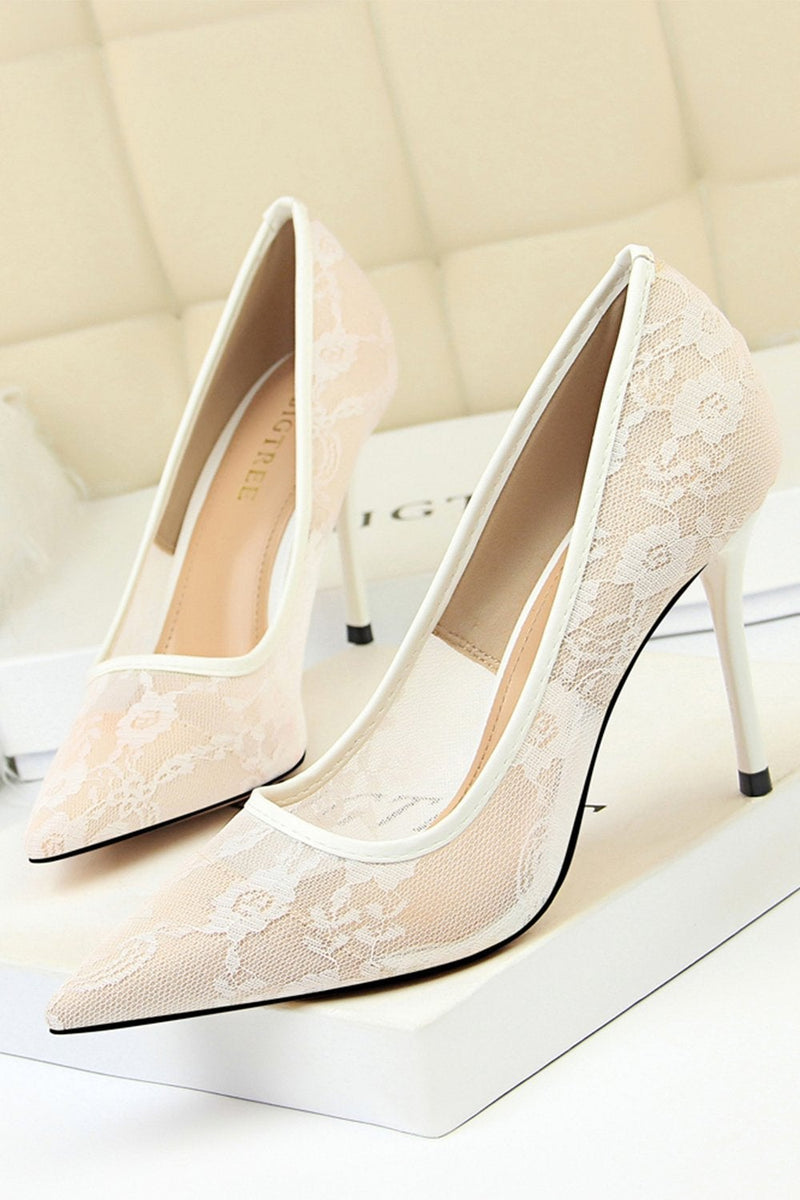 Load image into Gallery viewer, Black Flower Lace Stiletto Heels