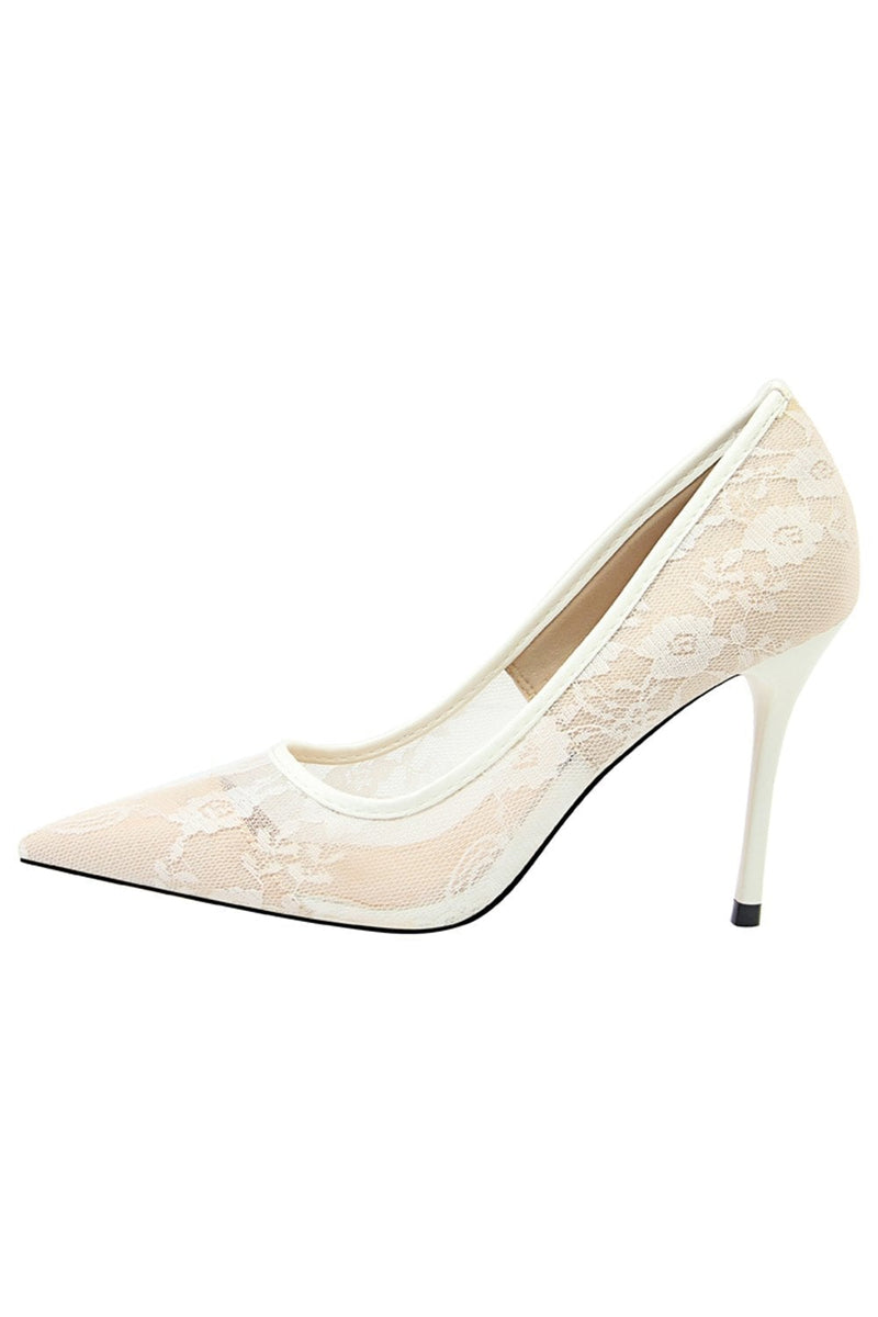 Load image into Gallery viewer, Black Flower Lace Stiletto Heels