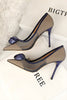 Load image into Gallery viewer, Mesh Hollow Satin Rose Flower Stiletto Heels