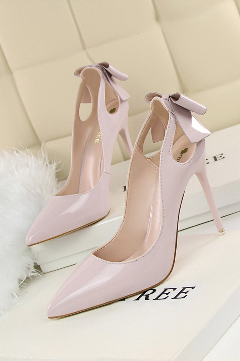 Load image into Gallery viewer, White Pump Prom Heels with Bowkont