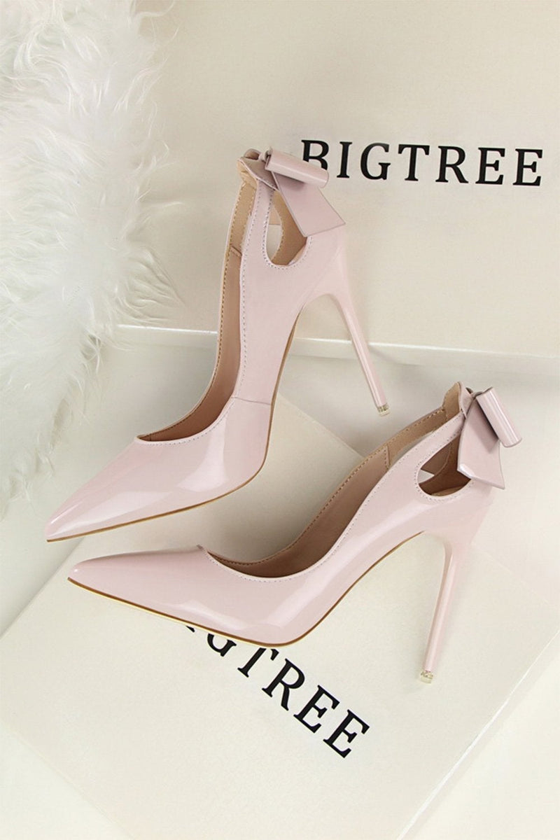 Load image into Gallery viewer, White Pump Prom Heels with Bowkont
