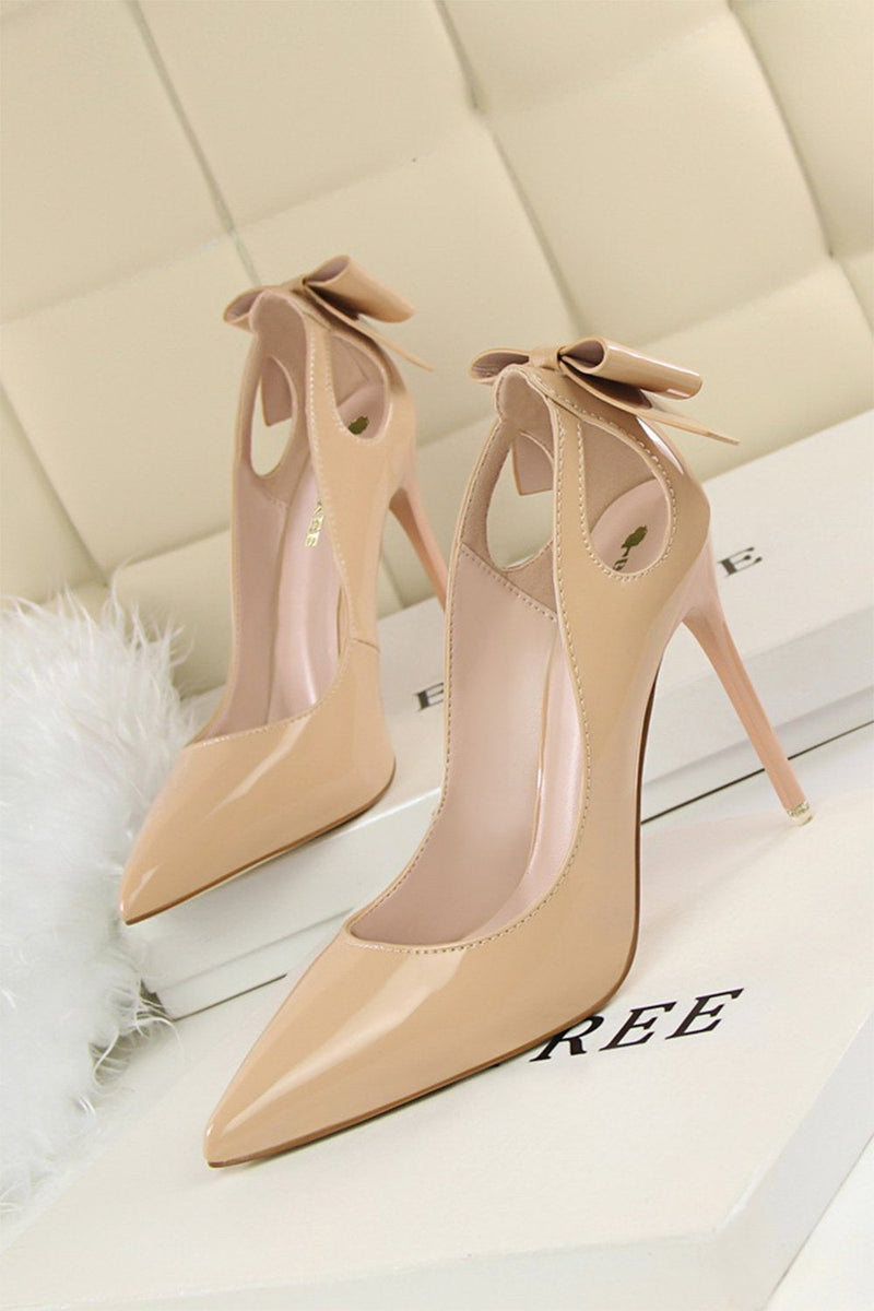 Load image into Gallery viewer, White Pump Prom Heels with Bowkont