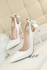 Load image into Gallery viewer, White Pump Prom Heels with Bowkont