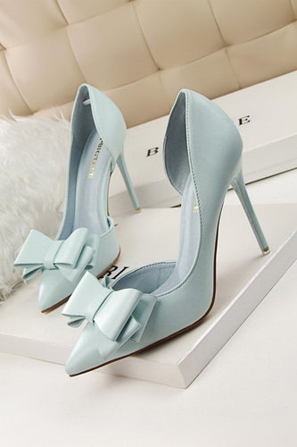 Sweet Bow Pointed Side Hollow High Heels