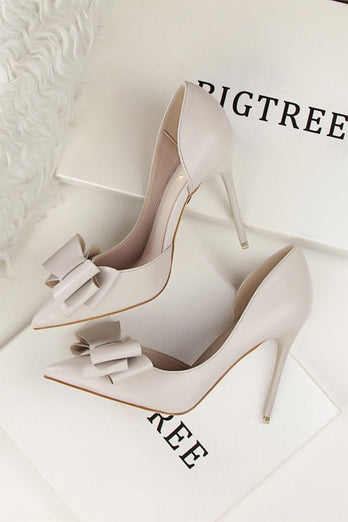 Sweet Bow Pointed Side Hollow High Heels