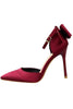 Load image into Gallery viewer, Burgundy Satin Prom Heels with Bowknot