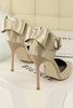 Load image into Gallery viewer, Burgundy Satin Prom Heels with Bowknot
