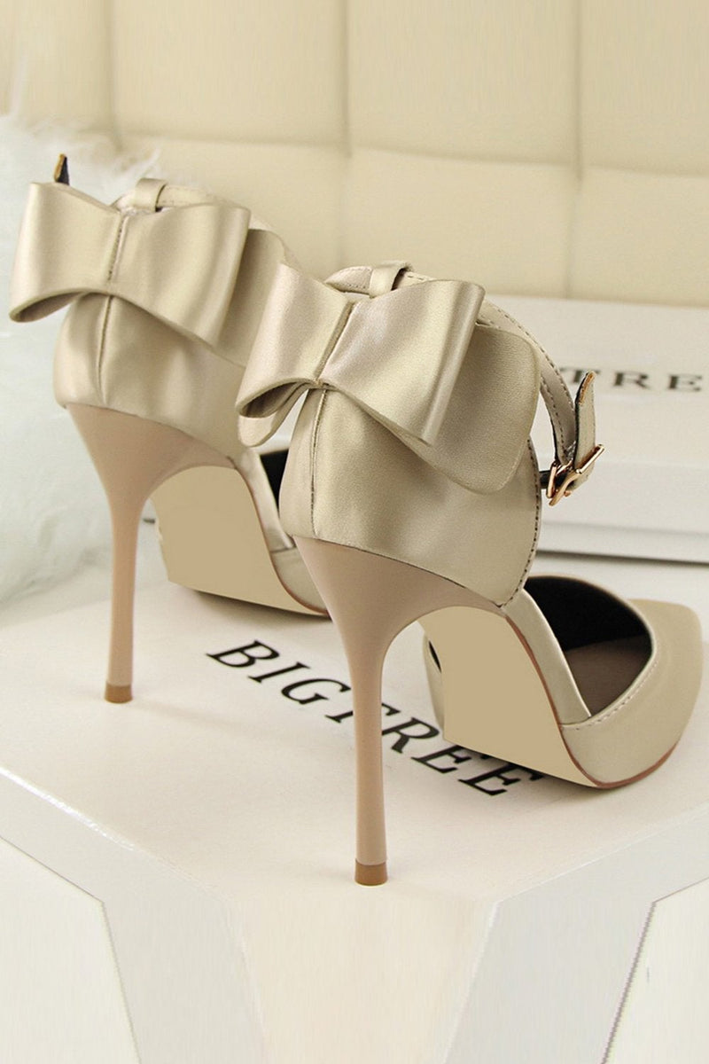 Load image into Gallery viewer, Burgundy Satin Prom Heels with Bowknot