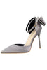 Load image into Gallery viewer, Burgundy Satin Prom Heels with Bowknot