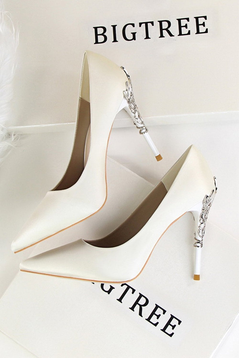 Load image into Gallery viewer, Burgundy Shallow Metal Stiletto Heels