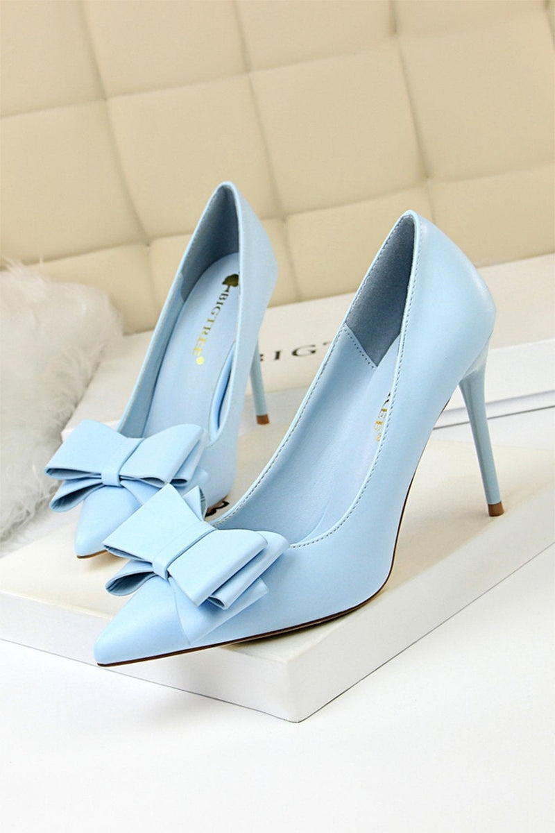 Load image into Gallery viewer, Pink Stiletto Pointy Heels with Bows