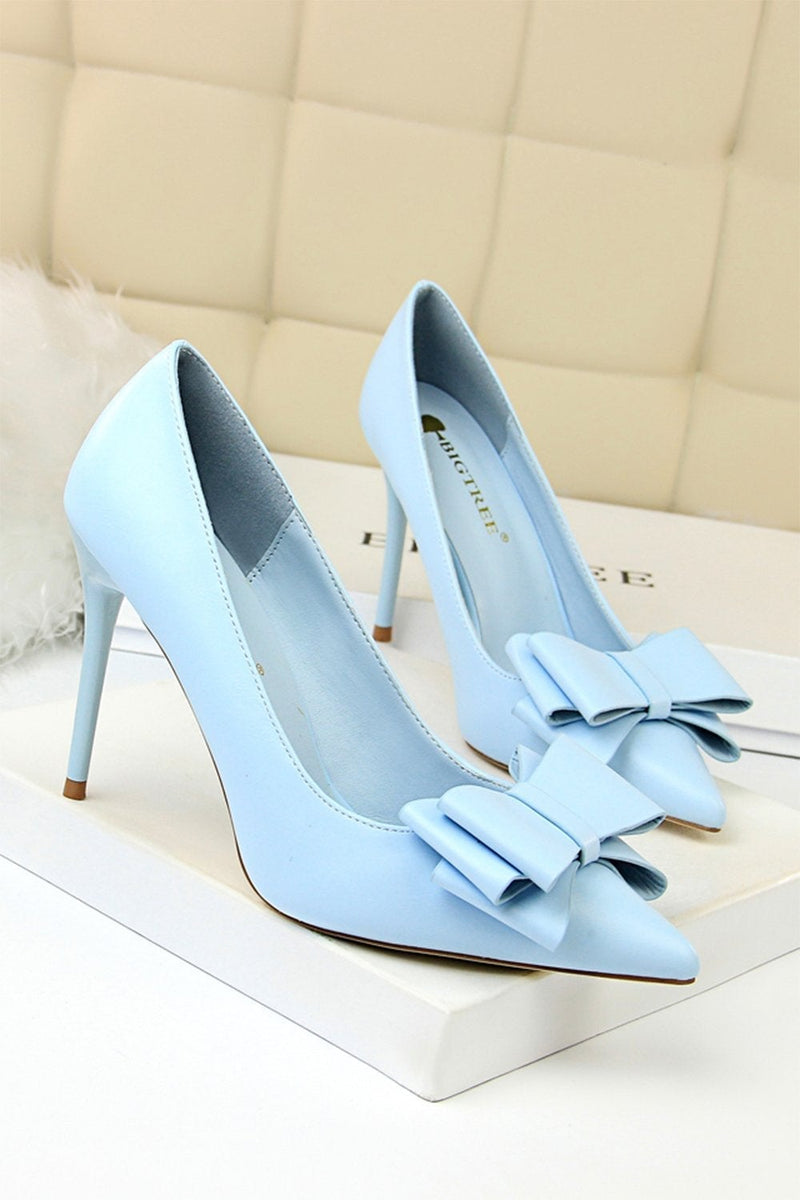 Load image into Gallery viewer, Pink Stiletto Pointy Heels with Bows