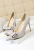 Load image into Gallery viewer, Pink Stiletto Pointy Heels with Bows