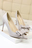 Load image into Gallery viewer, Pink Stiletto Pointy Heels with Bows