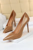Load image into Gallery viewer, Kahki Pointy Stiletto Heels