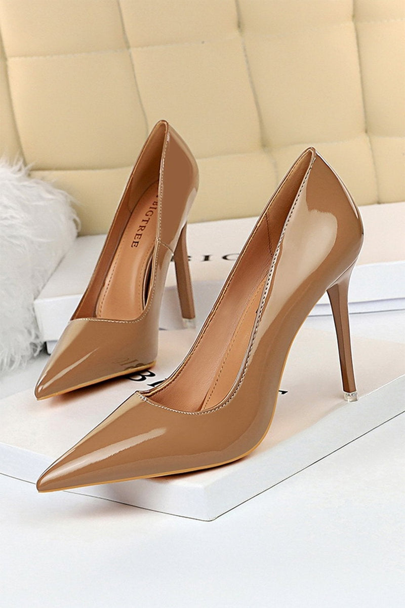 Load image into Gallery viewer, Kahki Pointy Stiletto Heels