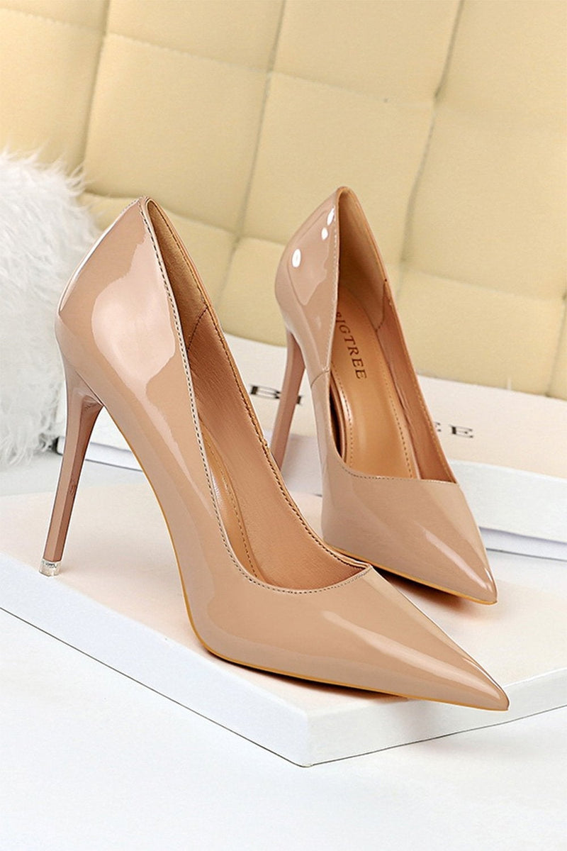 Load image into Gallery viewer, Kahki Pointy Stiletto Heels