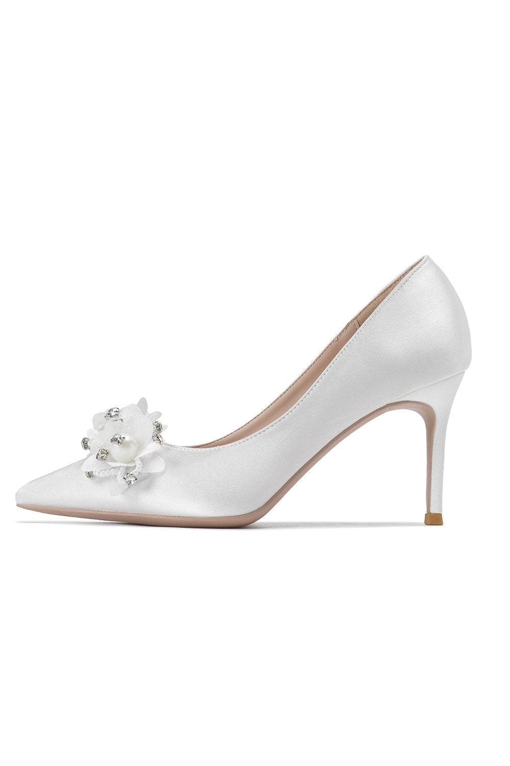 Blush Beaded Stiletto Pointy Heels