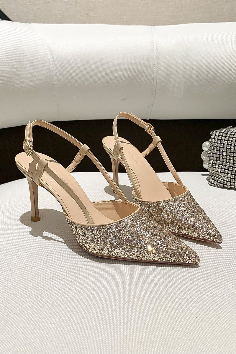 Load image into Gallery viewer, Stiletto High Heels with One Buckle and Toe Cap