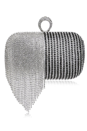 Black and Silver Beaded Prom Clutch