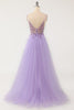 Load image into Gallery viewer, Purple Beaded Tulle A-line Long Prom Dress