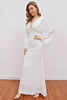Load image into Gallery viewer, White V Neck Boho Wedding Dress with Open Back