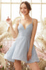 Load image into Gallery viewer, Spaghetti Straps Blue Homecoming Dress
