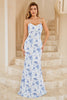 Load image into Gallery viewer, Blue Floral Boho Bridesmaid Dress