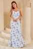 Load image into Gallery viewer, Blue Floral Boho Bridesmaid Dress