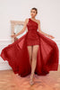 Load image into Gallery viewer, Convertible Hot Pink One Shoulder Glitter Prom Dress