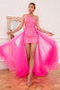 Load image into Gallery viewer, Convertible Hot Pink One Shoulder Glitter Prom Dress