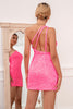 Load image into Gallery viewer, Convertible Hot Pink One Shoulder Glitter Prom Dress