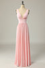Load image into Gallery viewer, Classic A Line V Neck Yellow Long Prom Dress with Slit