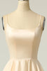 Load image into Gallery viewer, Champagne Backless A Line Satin Prom Dress