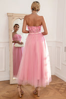 Load image into Gallery viewer, Gorgeous A Line Strapless Pink Prom Dress with Appliques
