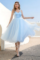 Load image into Gallery viewer, Sky Blue Tulle Cocktail Dress