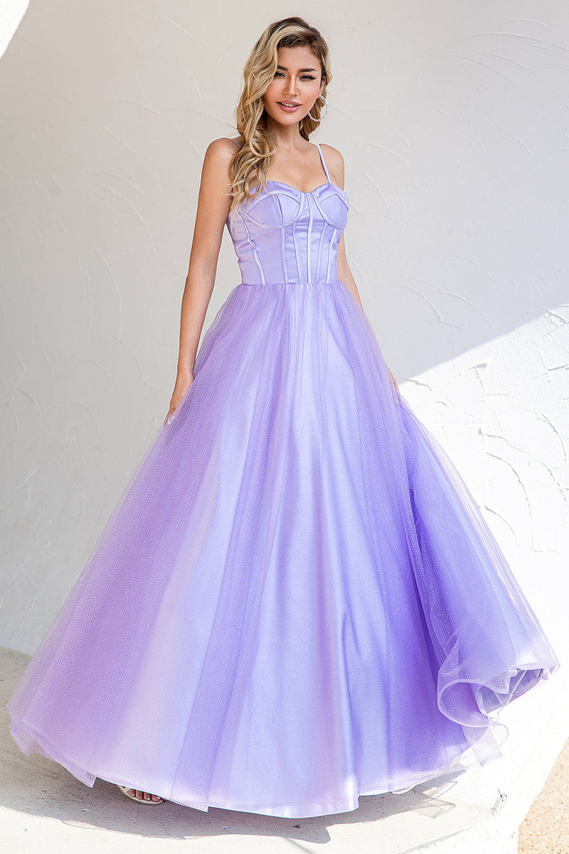 Load image into Gallery viewer, Purple Tulle A-line Prom Dress