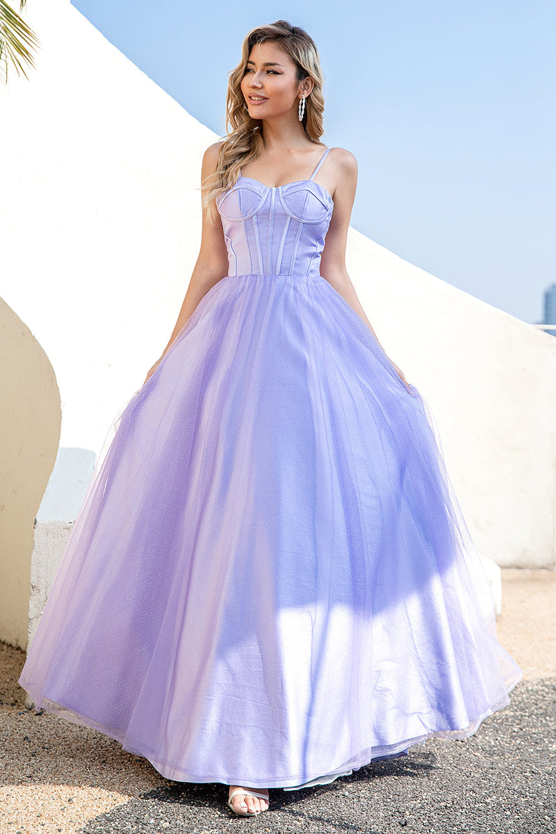 Load image into Gallery viewer, Purple Tulle A-line Prom Dress