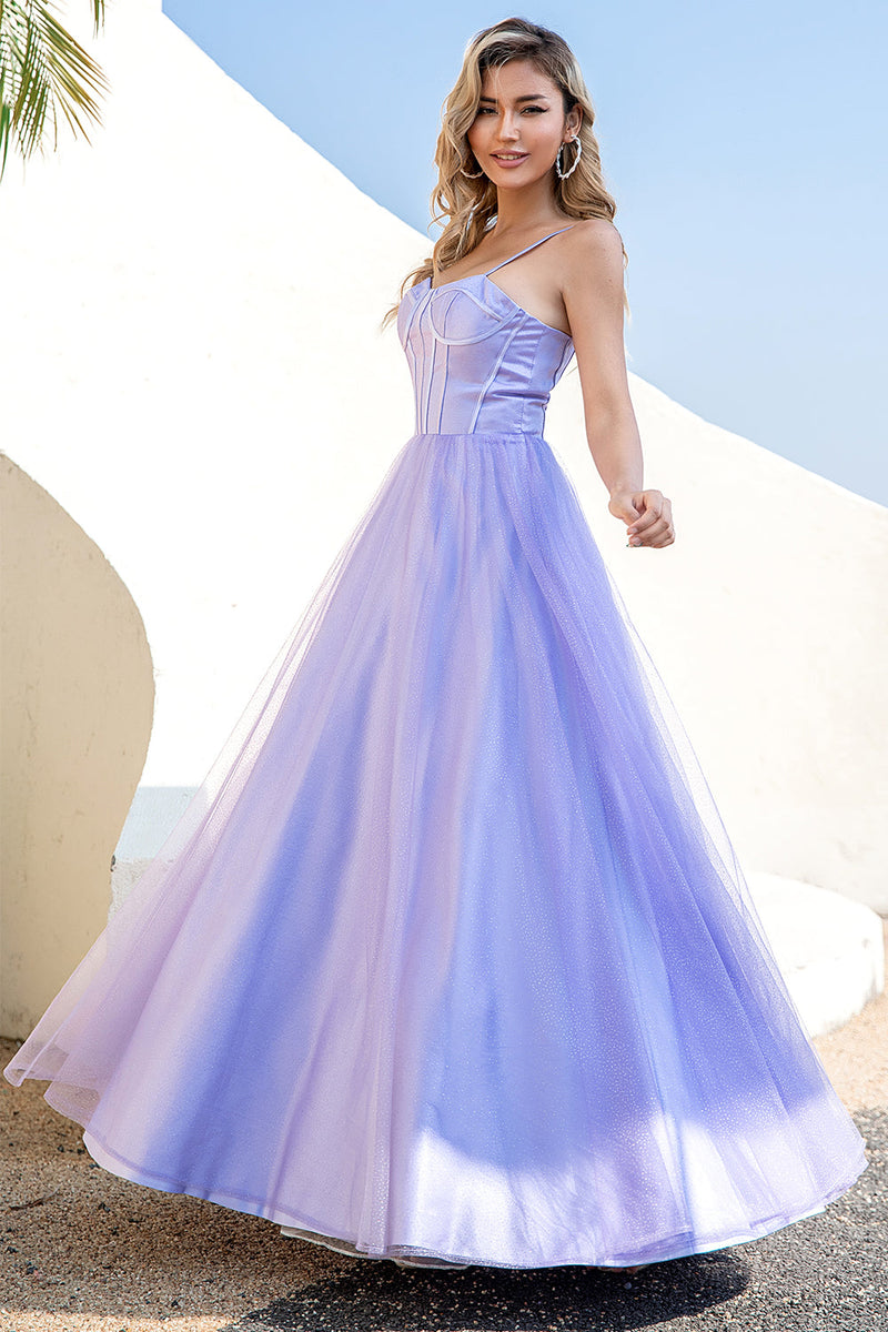 Load image into Gallery viewer, Purple Tulle A-line Prom Dress