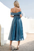 Load image into Gallery viewer, Princess A Line Off the Shoulder Blush Prom Dress