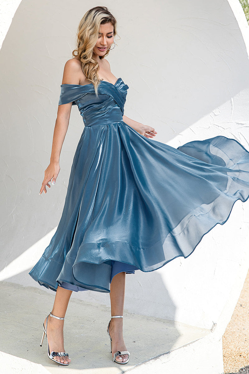 Load image into Gallery viewer, Princess A Line Off the Shoulder Blush Prom Dress