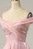Load image into Gallery viewer, Princess A Line Off the Shoulder Blush Prom Dress