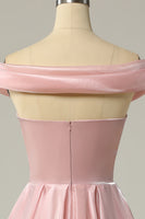 Load image into Gallery viewer, Princess A Line Off the Shoulder Blush Prom Dress
