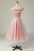 Load image into Gallery viewer, Princess A Line Off the Shoulder Blush Prom Dress