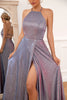 Load image into Gallery viewer, Glitter Purple Long Prom Dress