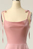 Load image into Gallery viewer, Blush Spaghetti Straps Simple Bridesmaid Dress with Bowknot